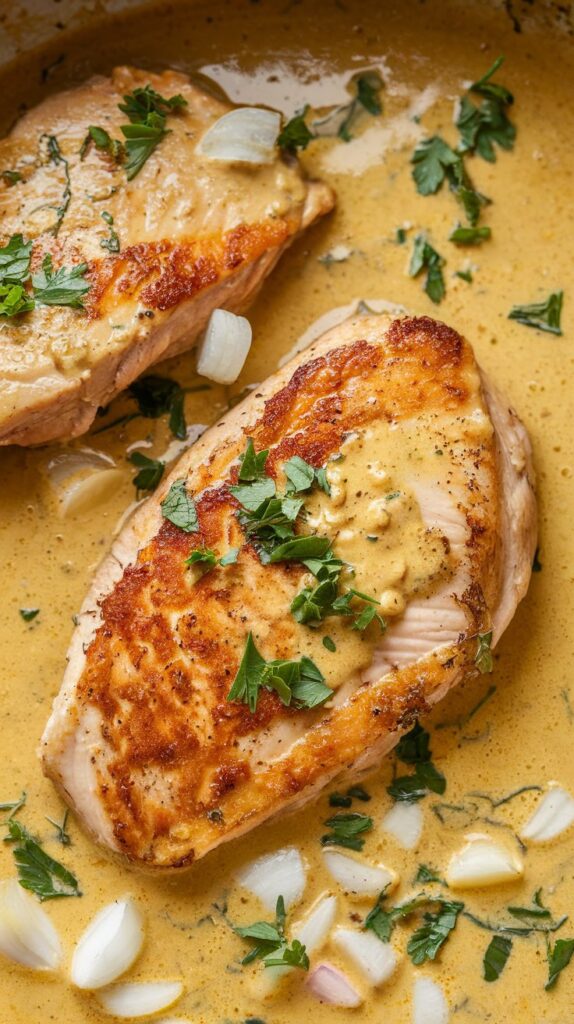 Keto Chicken with dairy free mustard creamy sauce