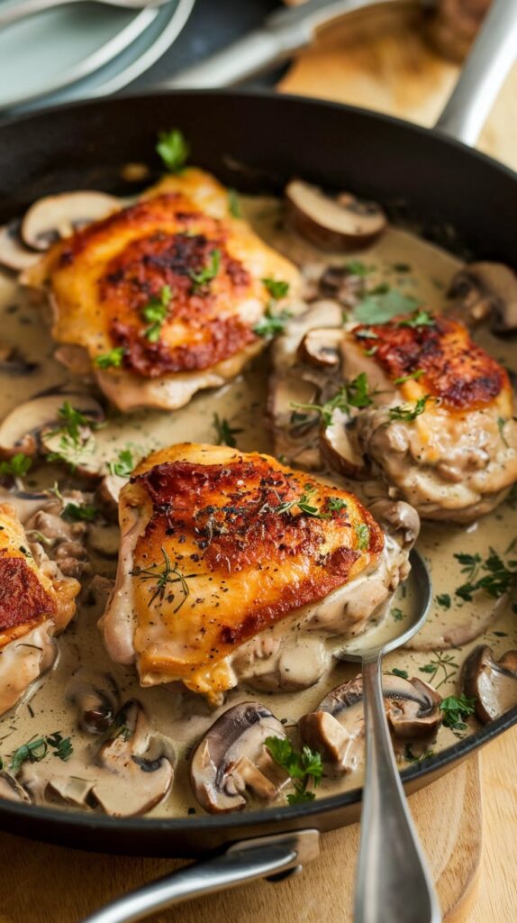 Skillet Chicken with Mushroom Sauce