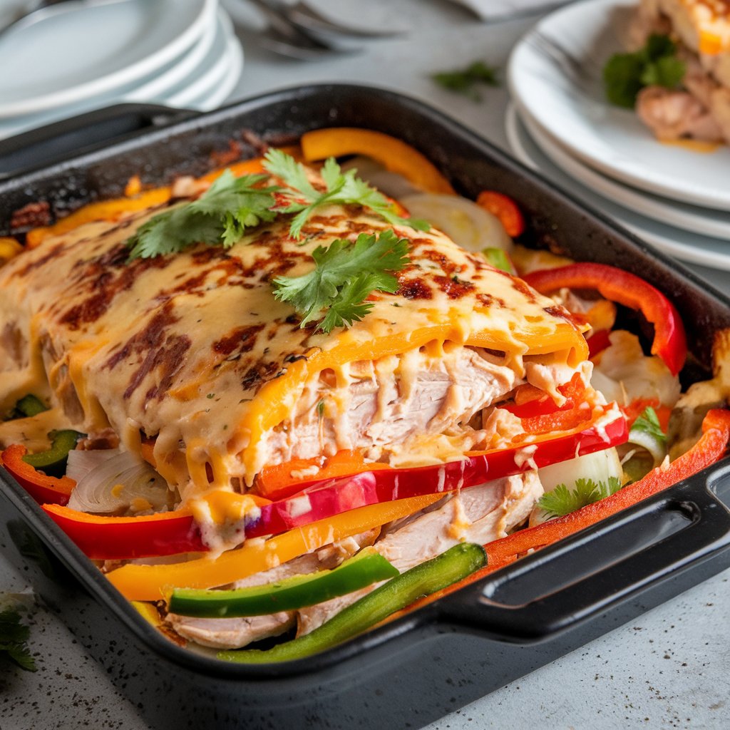 Cheesy Chicken Fajita Casserole