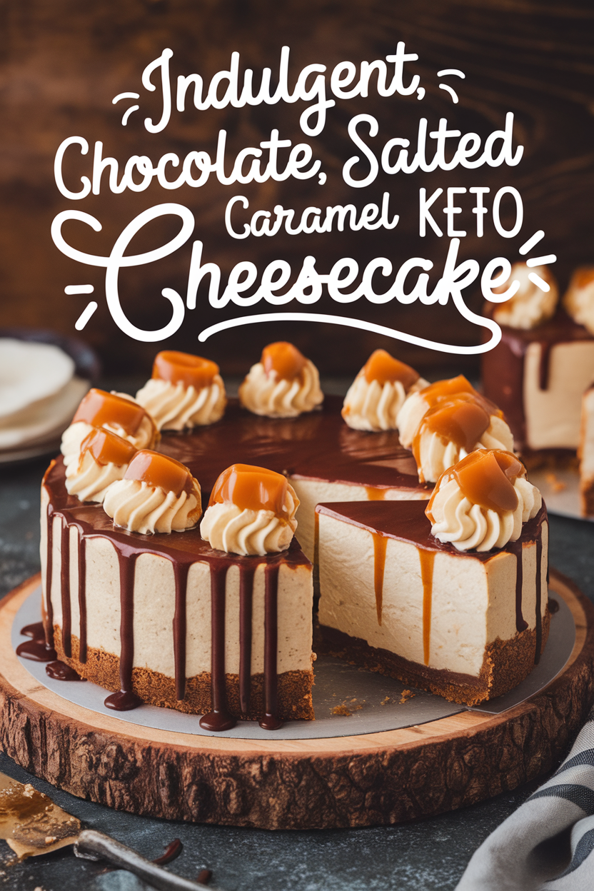 Chocolate Salted Caramel Keto Cheesecake