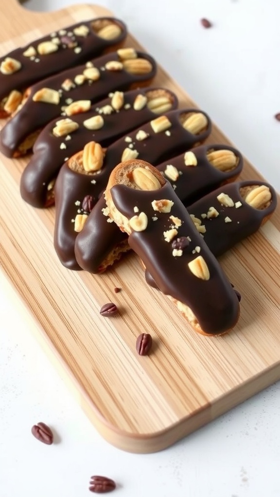 Plate of nutty chocolate-dipped biscotti